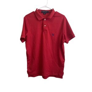 US Polo Assn.‎ Men Medium Red Polo Shirt Short Sleeve Classic Fit Casual